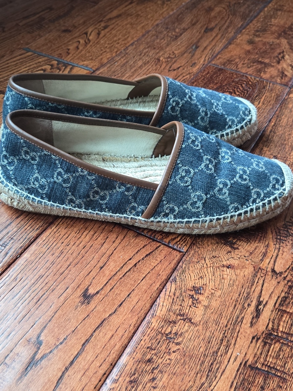 Gucci Denim Logo Espadrilles in Blue and Brown - Picture 3 of 5